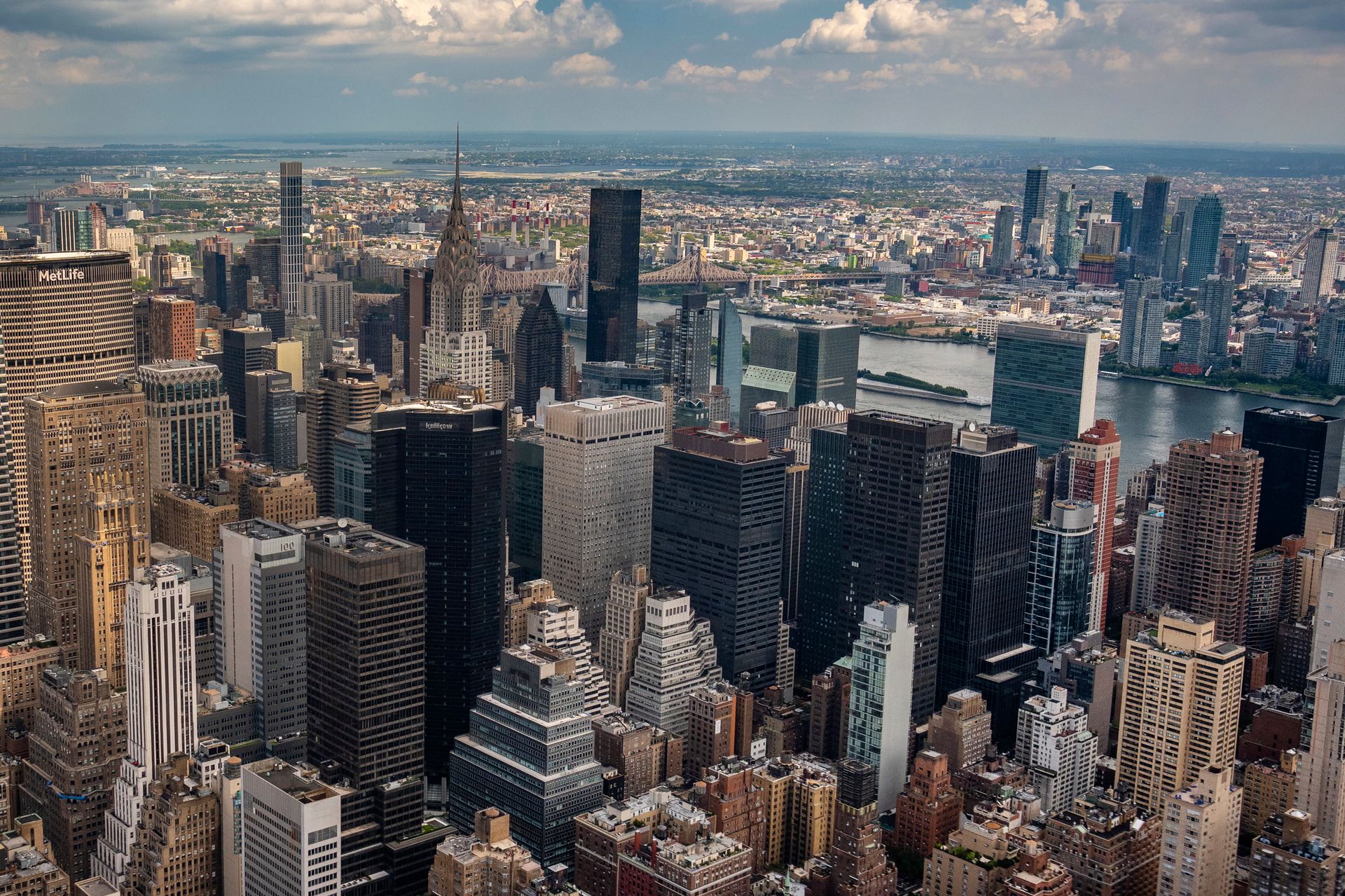 Aerial view of Manhattan commercial towers