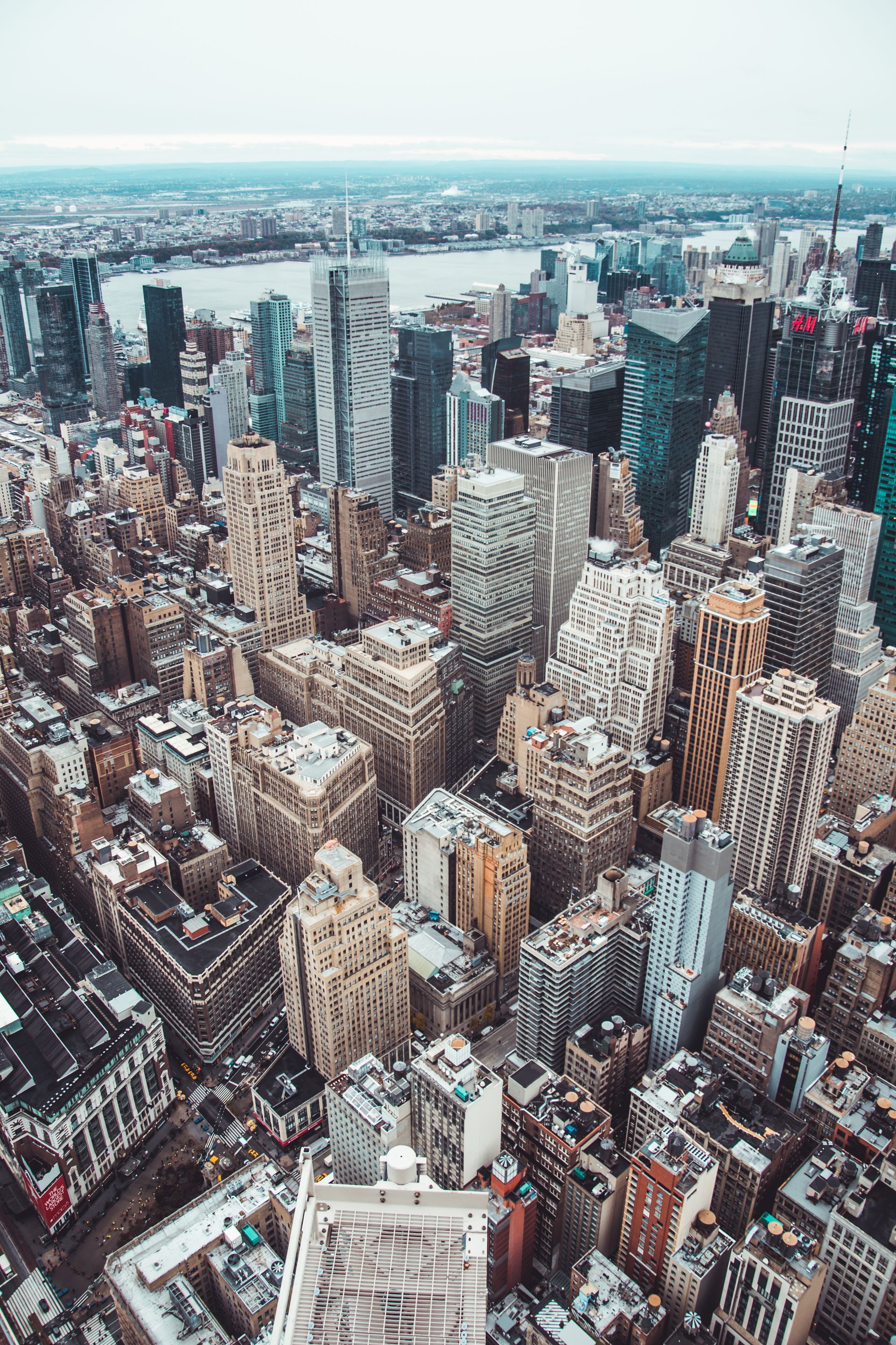 Manhattan commercial towers from above